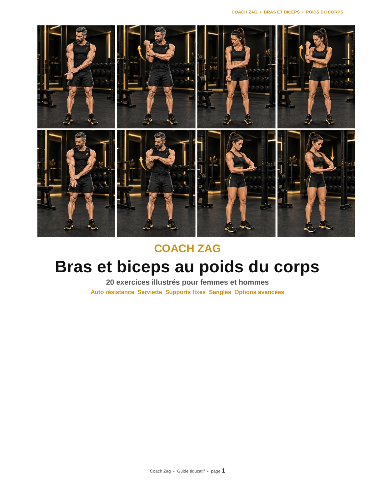 Pack Bras et biceps au poids du corps – 20 exercices illustrés | Coach Zag