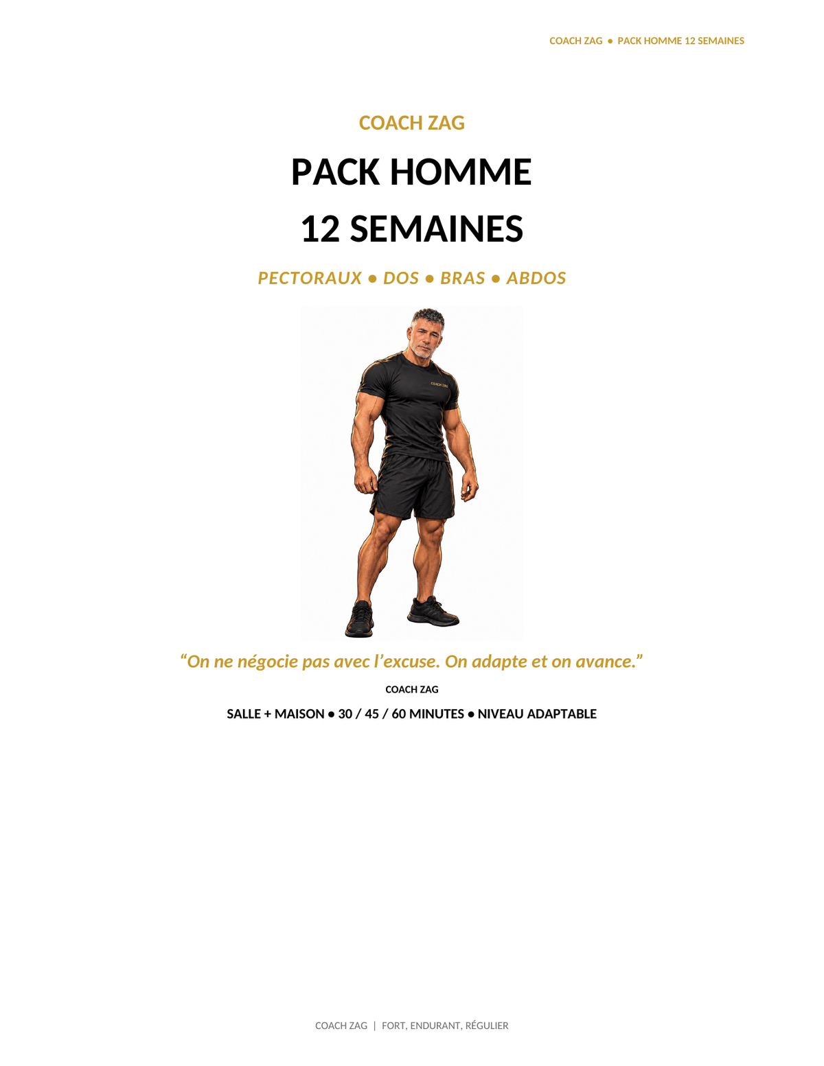 Pack Homme Coach Zag — Programme complet 12 semaines