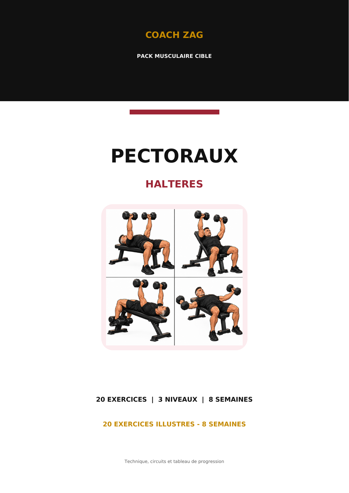 Pack Pectoraux avec Haltères Coach Zag — Programme complet 8 semaines