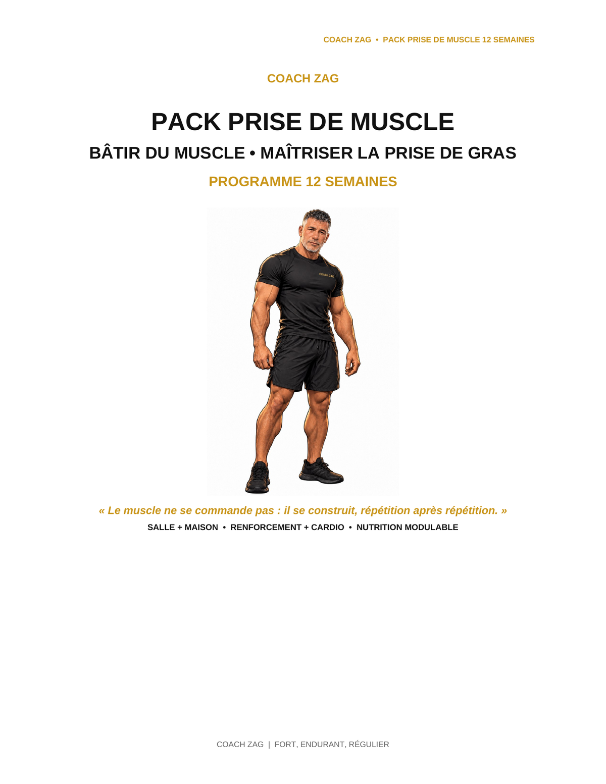 Pack Prise de masse Coach Zag — Programme complet 12 semaines