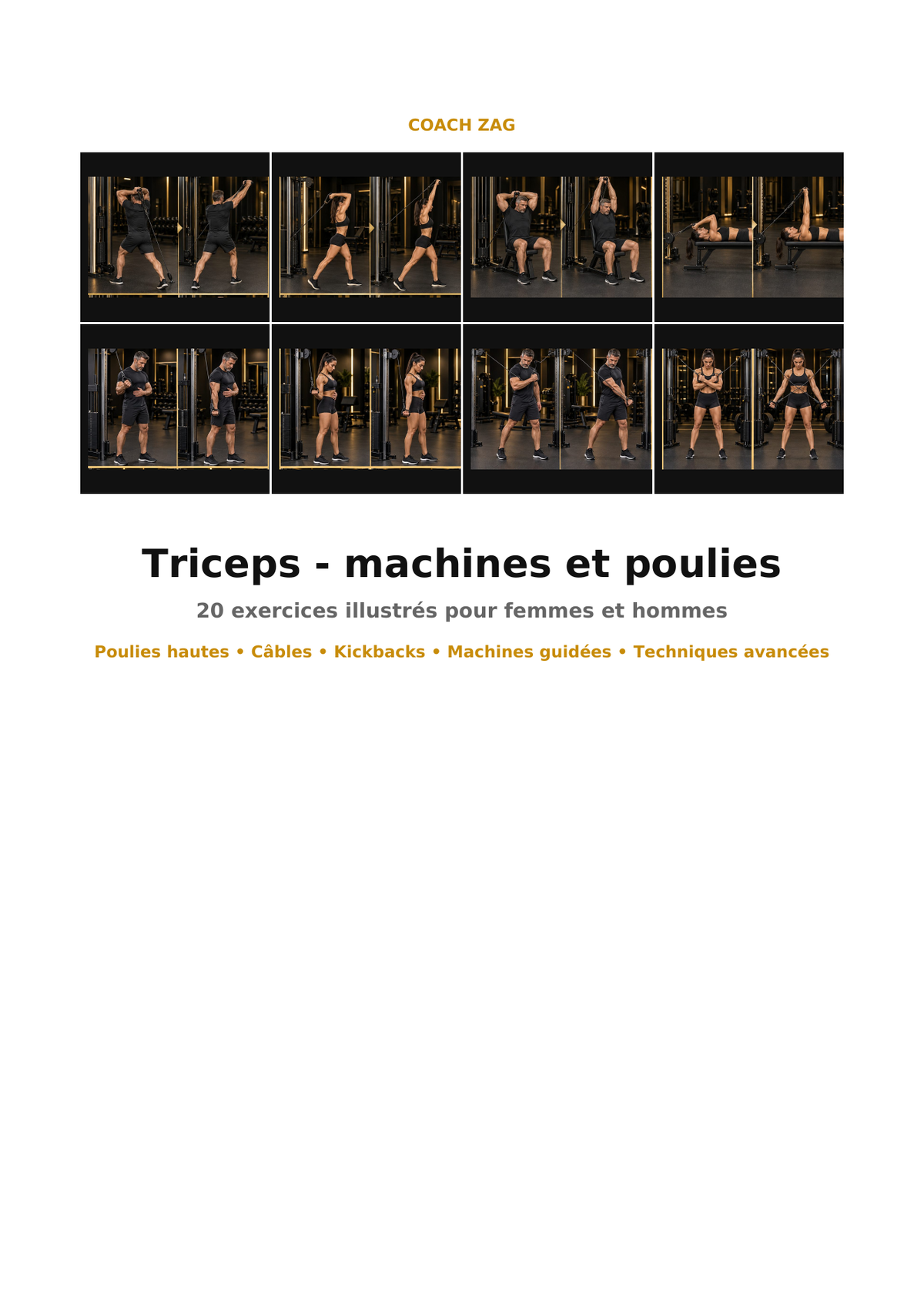 Pack Triceps – Machines et poulies – 20 exercices illustrés | Coach Zag